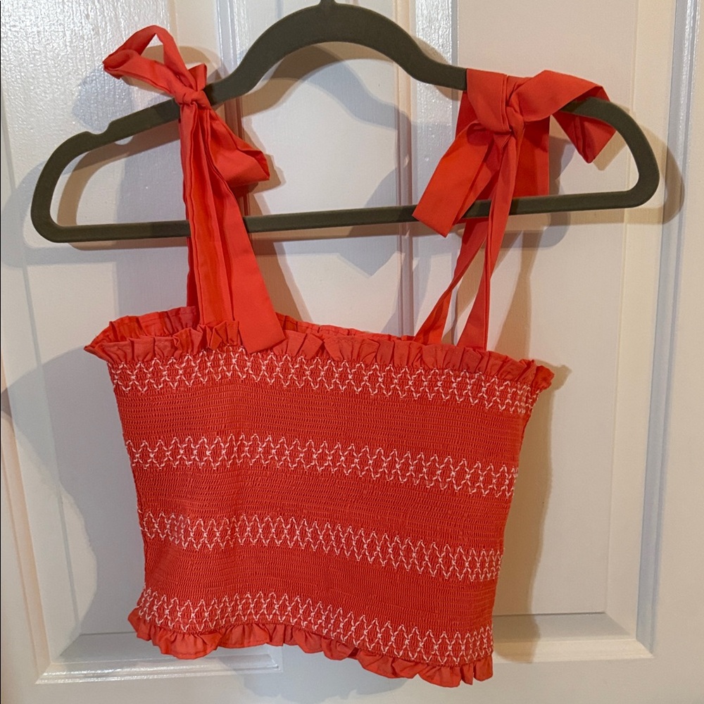 DO+BE Vibrant Red Zigzag Crop Top
